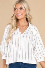 Keeper Of My Heart White Striped Top - Red Dress