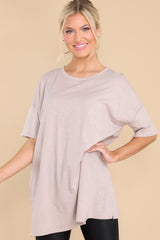 Key It Down Taupe Tunic - Red Dress