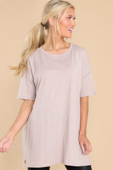 Key It Down Taupe Tunic - Red Dress