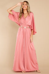 Kiss Me Slowly Dusty Rose Jumpsuit - Red Dress