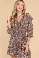Front view of this dress that features the floral pattern.