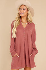 Know Your Worth Raspberry Pink Waffle Knit Dress - Red Dress
