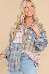Layered With Love Sage Grey Plaid Top - Red Dress
