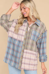 Layered With Love Sage Grey Plaid Top - Red Dress