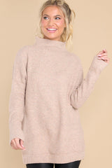 Lean On Me Taupe Sweater - Red Dress