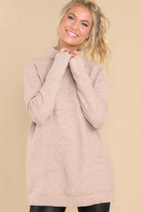 Lean On Me Taupe Sweater - Red Dress