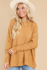 Let's Trade Notes Tan Sweater - Red Dress