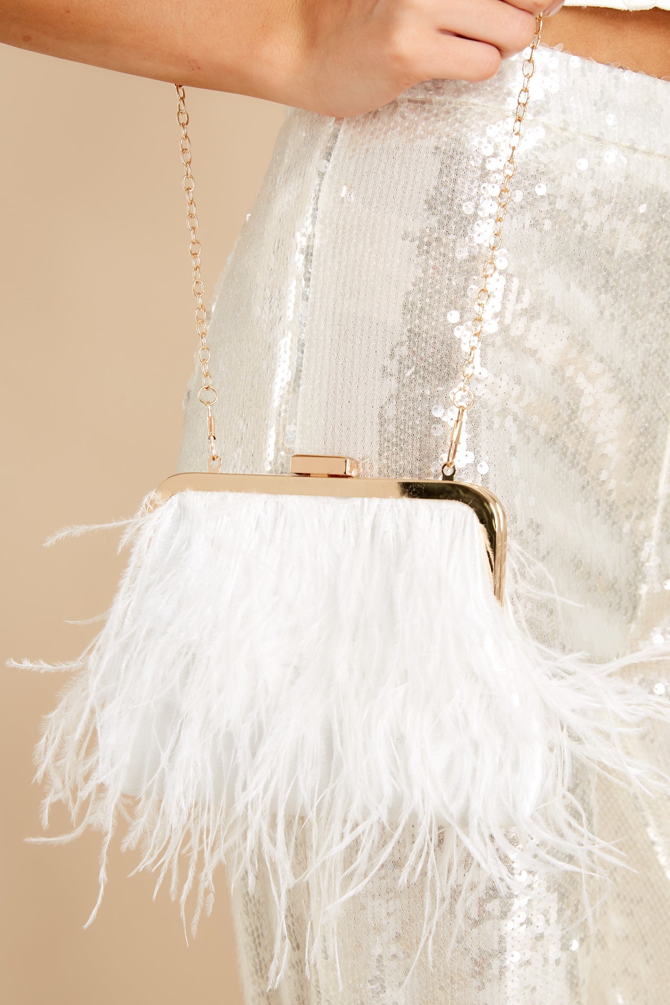 Light As A Feather White Clutch - Red Dress
