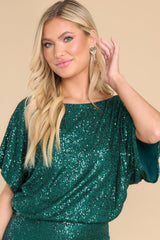 Glamorous Emerald Green Sequin Top - All Sparkles | Red Dress