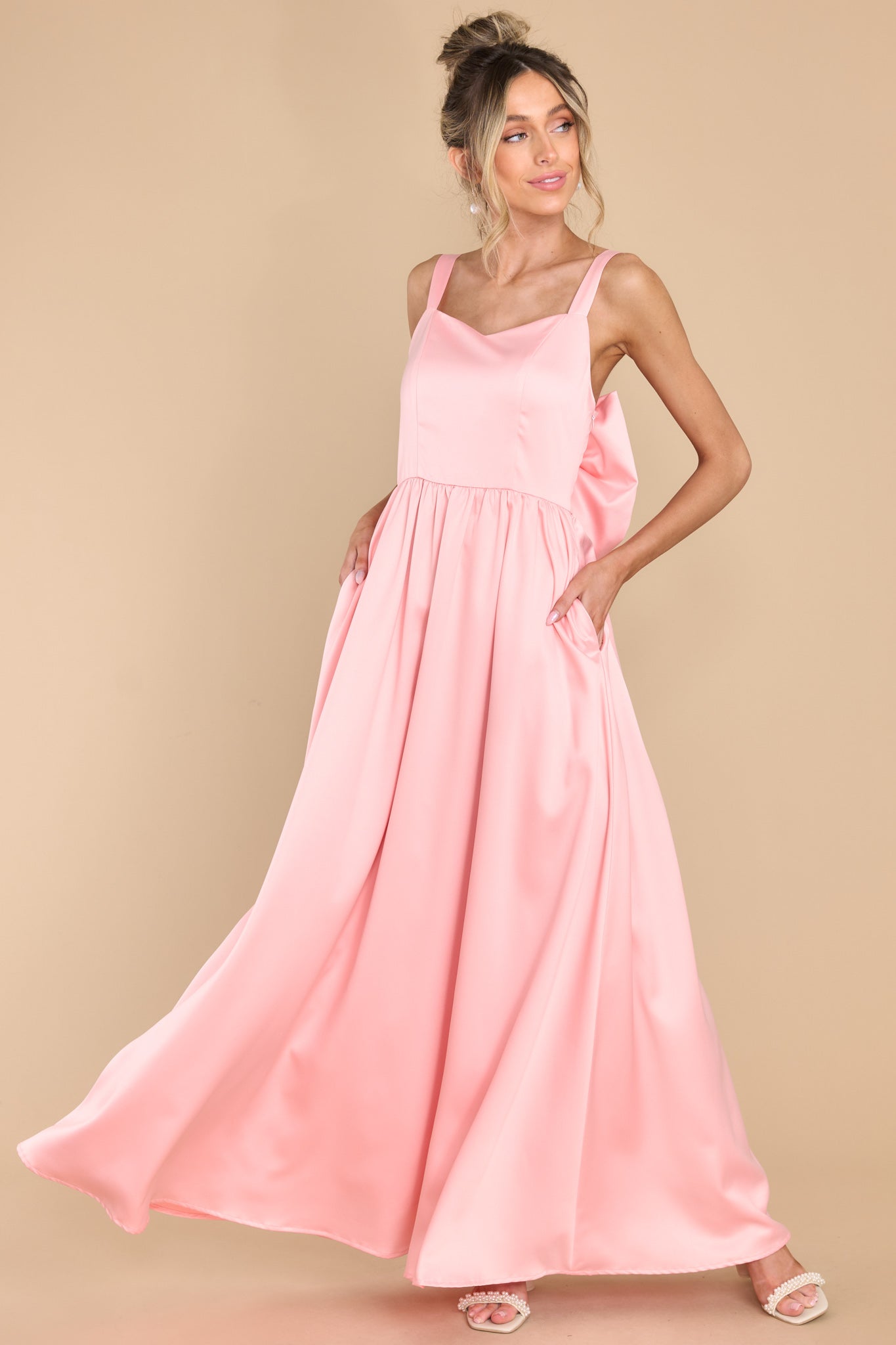Beaded Pink Sheath Prom Dress with Slit V-neck Long Evening Dress FD27 –  Viniodress