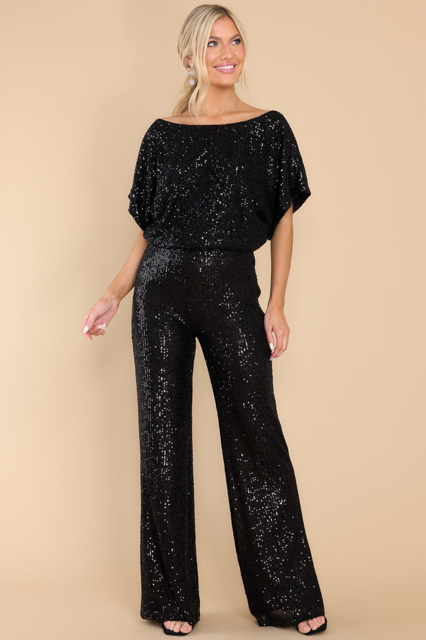 Like A Star Black Sequin Pants - Red Dress