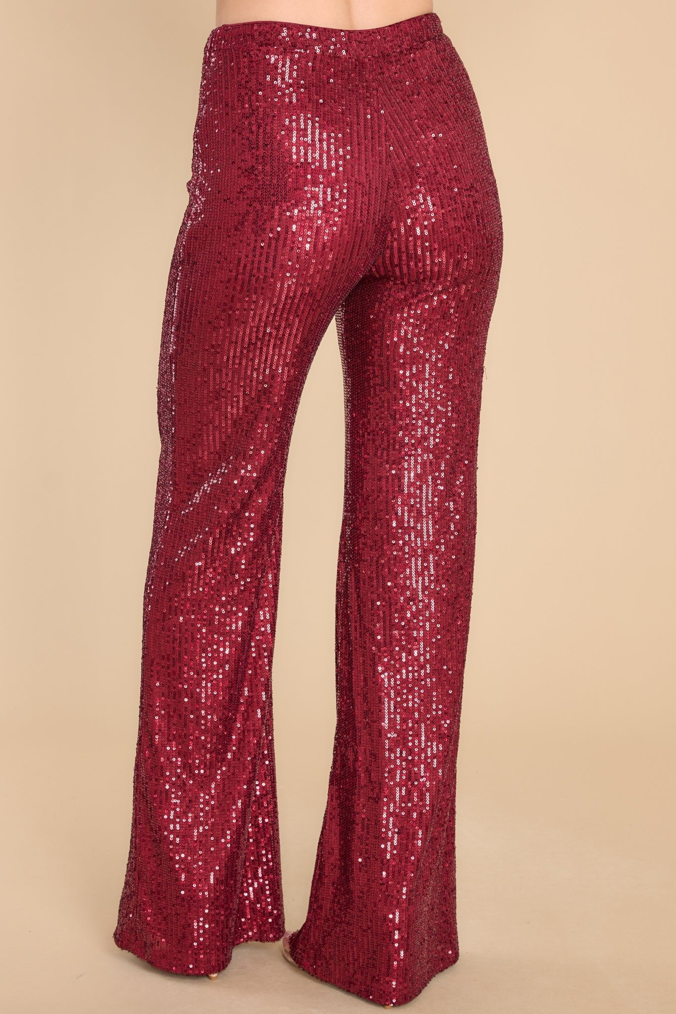 Like A Star Burgundy Sequin Pants - Red Dress