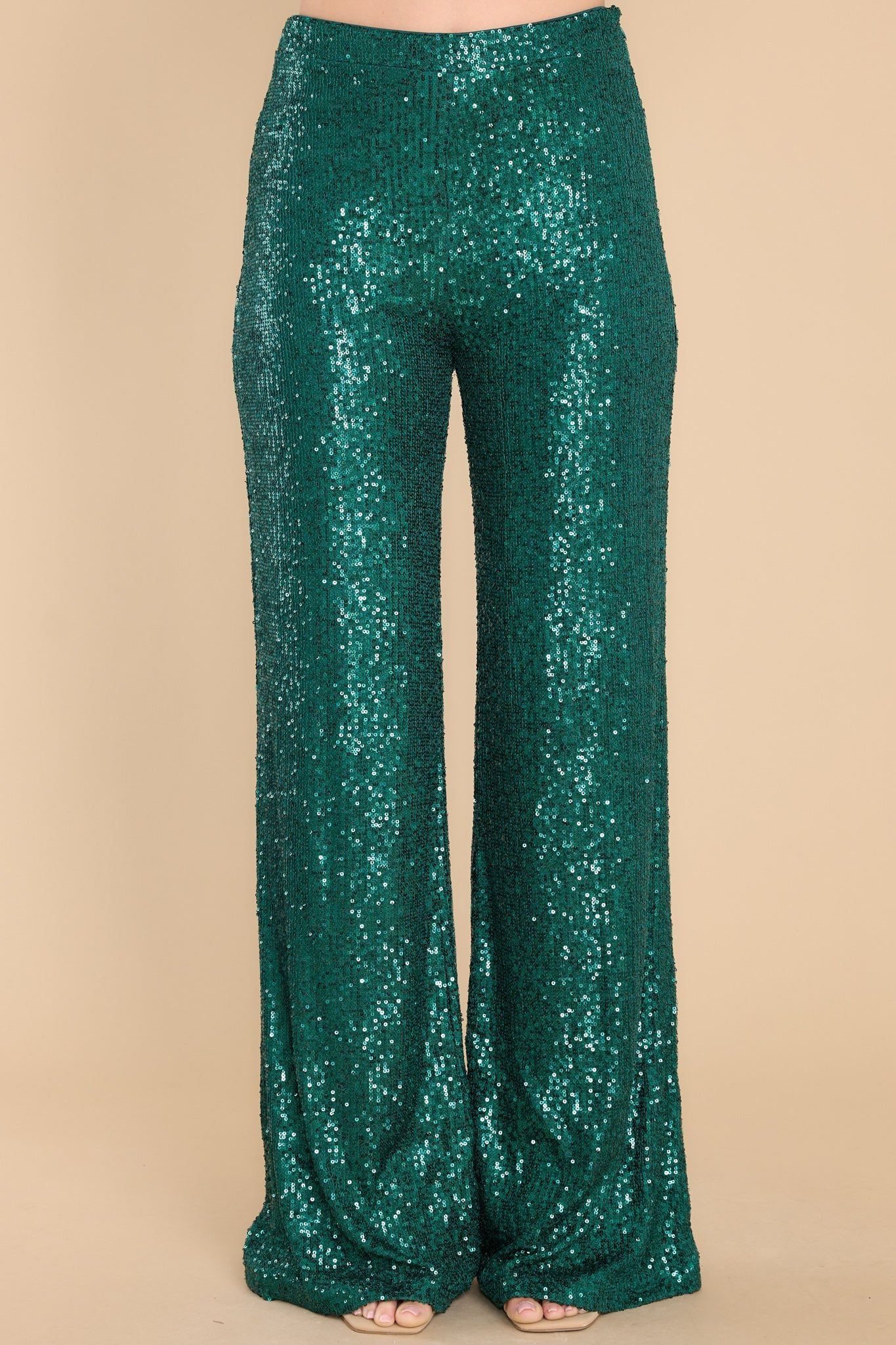 Like A Star Emerald Green Sequin Pants - Red Dress