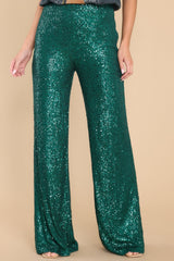 Like A Star Emerald Green Sequin Pants - Red Dress
