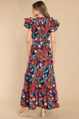 Limit To Your Love Blue Multi Print Maxi Dress - Red Dress