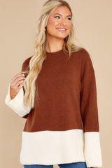 Live Your Truth Coffee Sweater - Red Dress