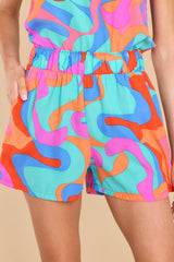 Lively Crowd Mint Print Shorts - Red Dress