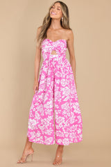 Living In The Sun Pink Floral Print Jumpsuit - Red Dress