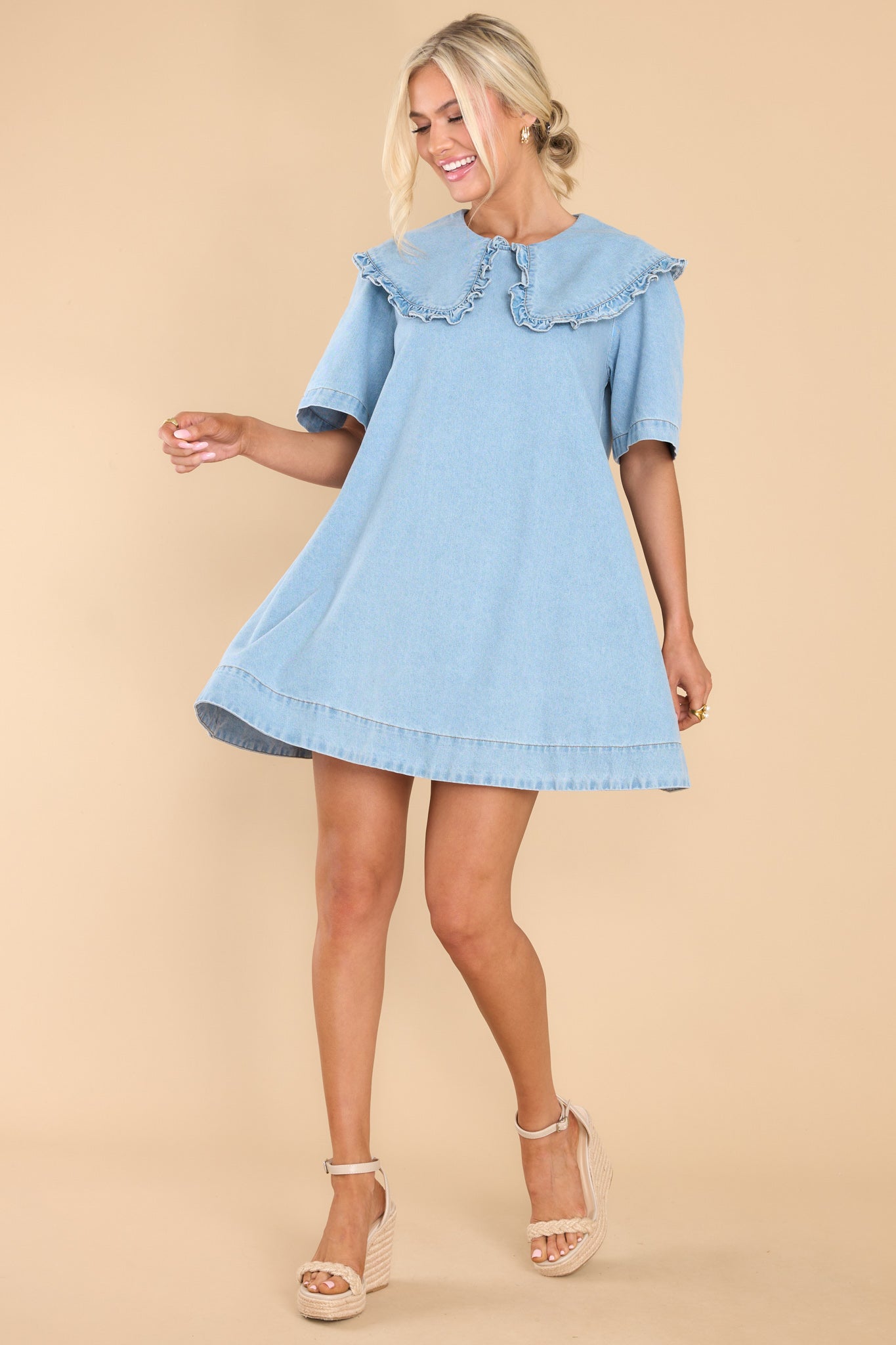 Amazon.com: Toddler Baby Girl Denim Dress Ruffles Sleeveless Strap Button  A-Line Jeans Dress Sundress Summer Clothes Set (Blue, 6-12 Months): Clothing,  Shoes & Jewelry