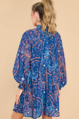 Looking For A Sign Navy Multi Print Dress - Red Dress