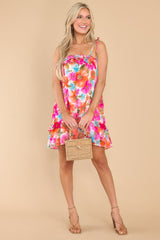 Love Is Madness Pink Floral Print Dress - Red Dress