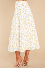 Love Somebody White And Yellow Floral Print Skirt - Red Dress