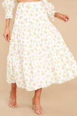 Love Somebody White And Yellow Floral Print Skirt - Red Dress