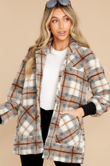 Loved By You Ivory Plaid Jacket - Red Dress