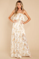 Lovely Vision Ivory Floral Print Maxi Dress - Red Dress