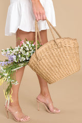 Made For Sunny Days Natural Rattan Bag - Red Dress