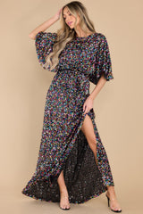 Magic In Her Eyes Black Sequin Maxi Dress - Red Dress