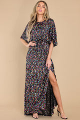Magic In Her Eyes Black Sequin Maxi Dress - Red Dress