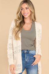 Front view of  this cardigan that features a soft fabric.
