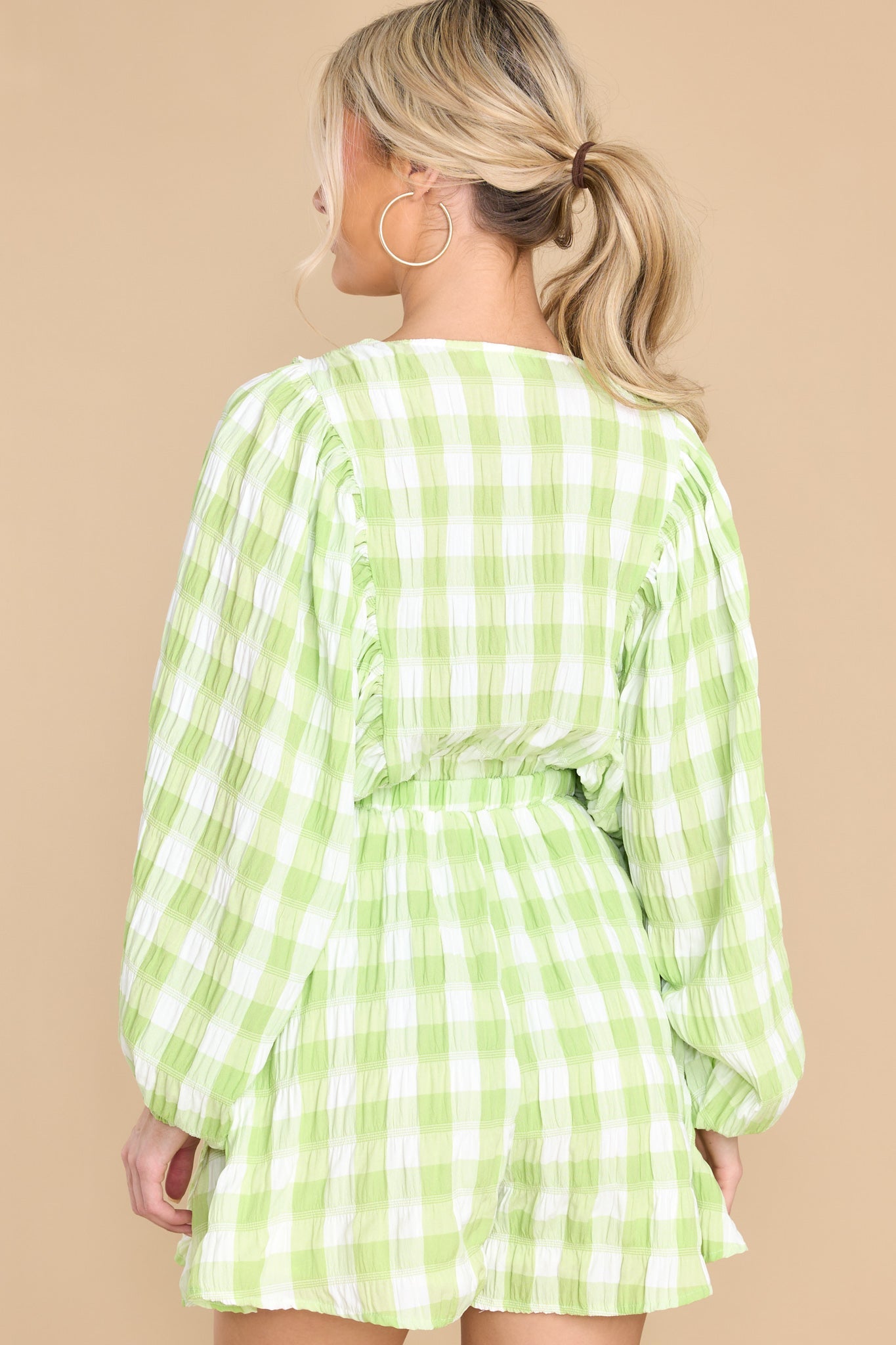 Me First Green Gingham Romper - Red Dress