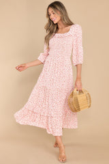 Meadow Miracles Pink Floral Print Maxi Dress - Red Dress