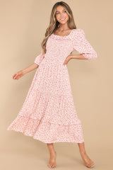 Meadow Miracles Pink Floral Print Maxi Dress - Red Dress