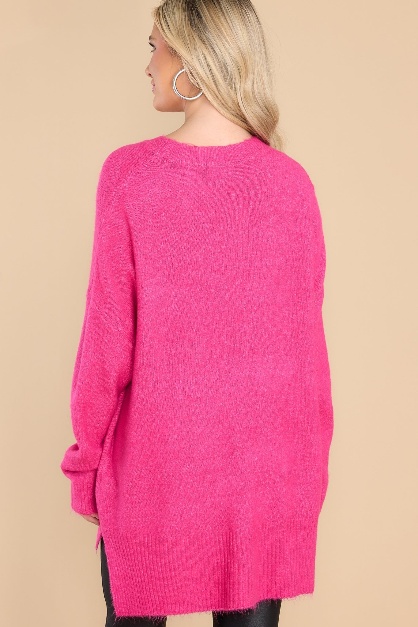 Meant To Be Together Fuchsia Sweater - Red Dress