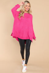 Meant To Be Together Fuchsia Sweater - Red Dress