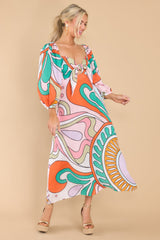 Full body view of this dress that showcases the print.