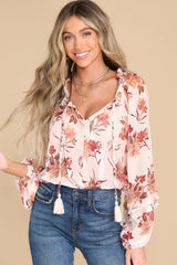 Moment Of Clarity Blush Floral Print Bodysuit - Red Dress