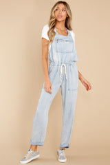 More Than Enough Light Chambray Overalls - Red Dress
