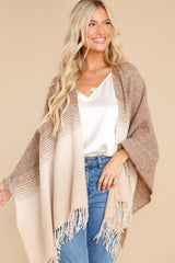 My Newest Obsession Mocha Ombre Poncho Cardigan - Red Dress