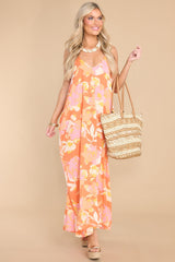 My Only Reason Orange Floral Print Maxi - Red Dress