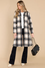 Never Too Cold Beige Plaid Coat - Red Dress