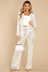 Nights Like This White Sequin Blazer - Red Dress