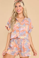 No Cloudy Days Periwinkle Blue Multi Print Romper - Red Dress