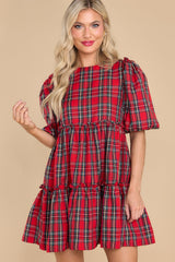 Once Upon A Time Red Multi Plaid Dress - Red Dress