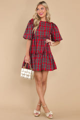 Once Upon A Time Red Multi Plaid Dress - Red Dress