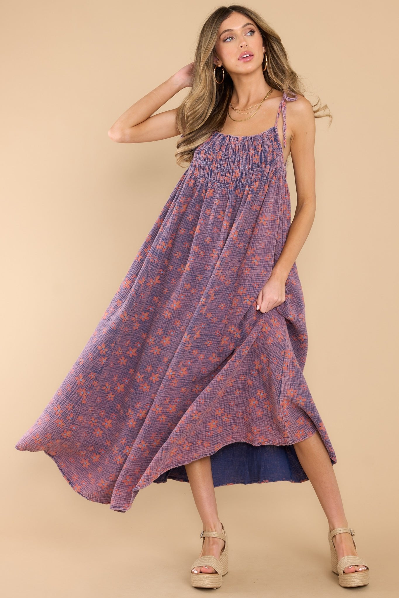 Only A Dream Navy Floral Maxi Dress - Red Dress