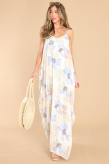 Out At Sea Blue Tropical Maxi Dress - Red Dress